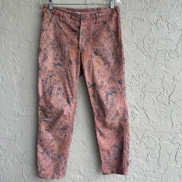 Anthropologie Wanderer Trouser Pant Floral High Rise Button Fly Utility Women 27 - Picture 2 of 8